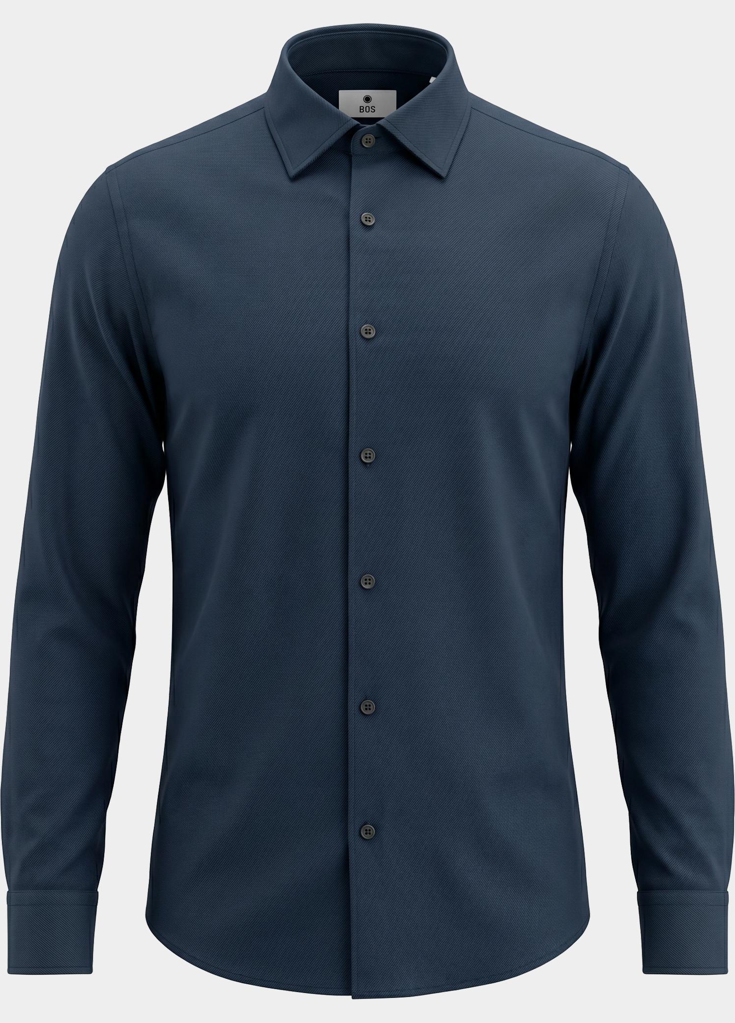 Bos Casual hemd lange mouw Blauw Linnen Shirt 5405.426/208