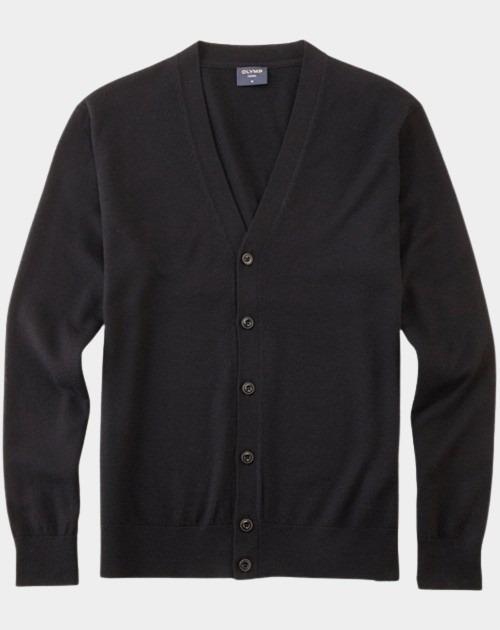Olymp Vest Zwart Cardigan Basic Merino 533566/68