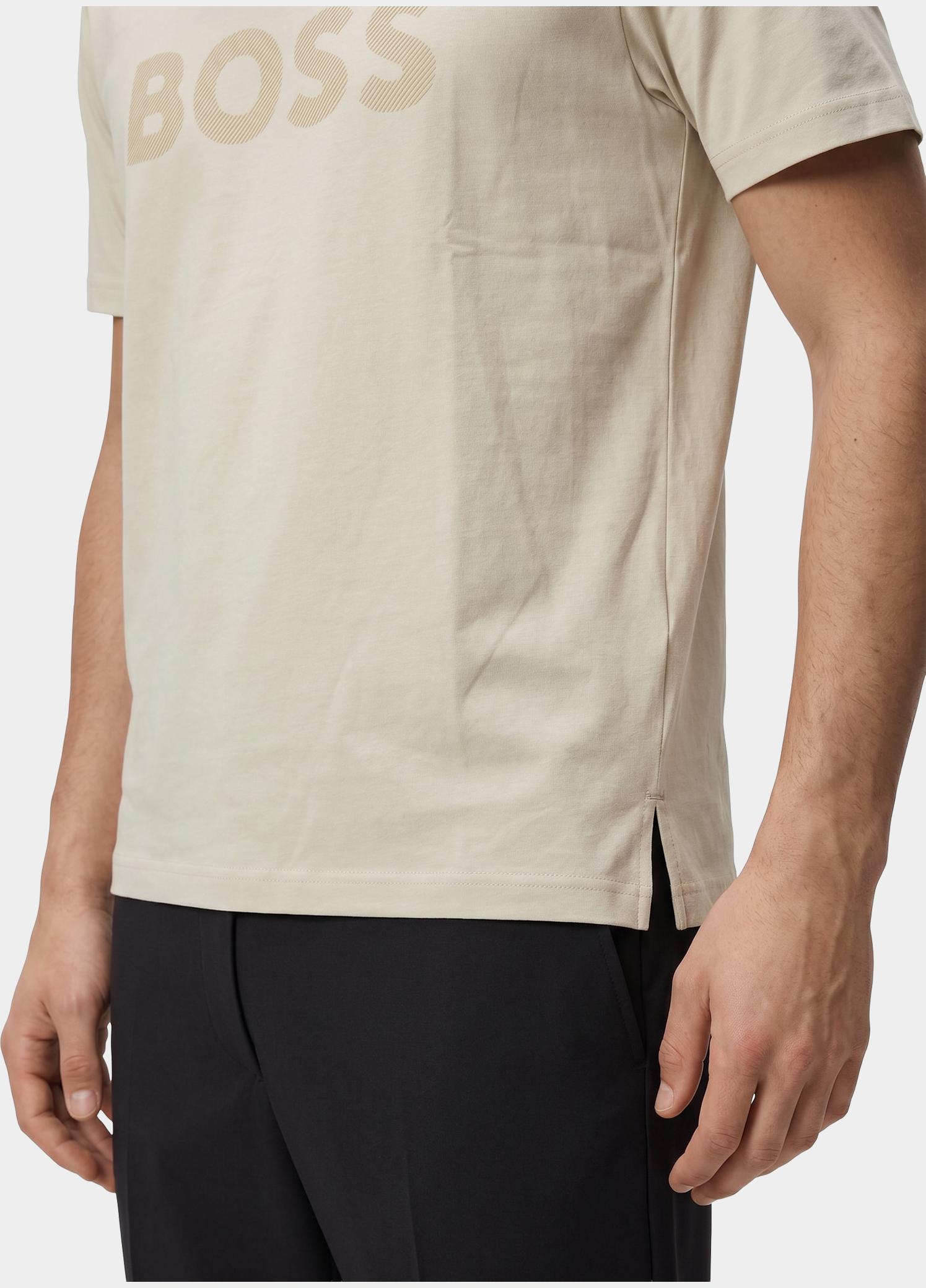 BOSS Green T-shirt heren Beige TS_Iconic Logo 10273332 01 50553636/272