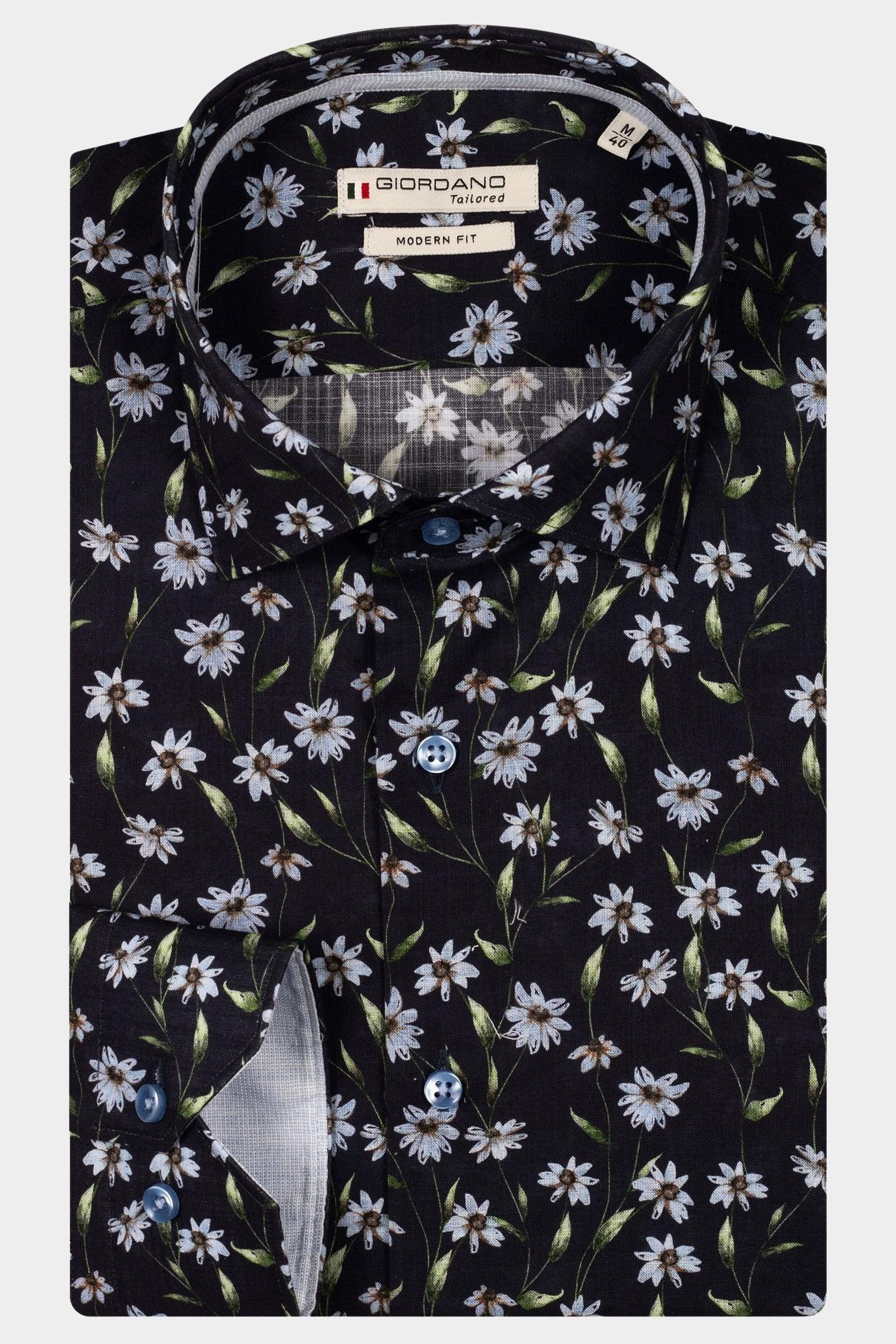 Giordano Casual hemd lange mouw Blauw Maggiore long sleeve semi cut 517846/60