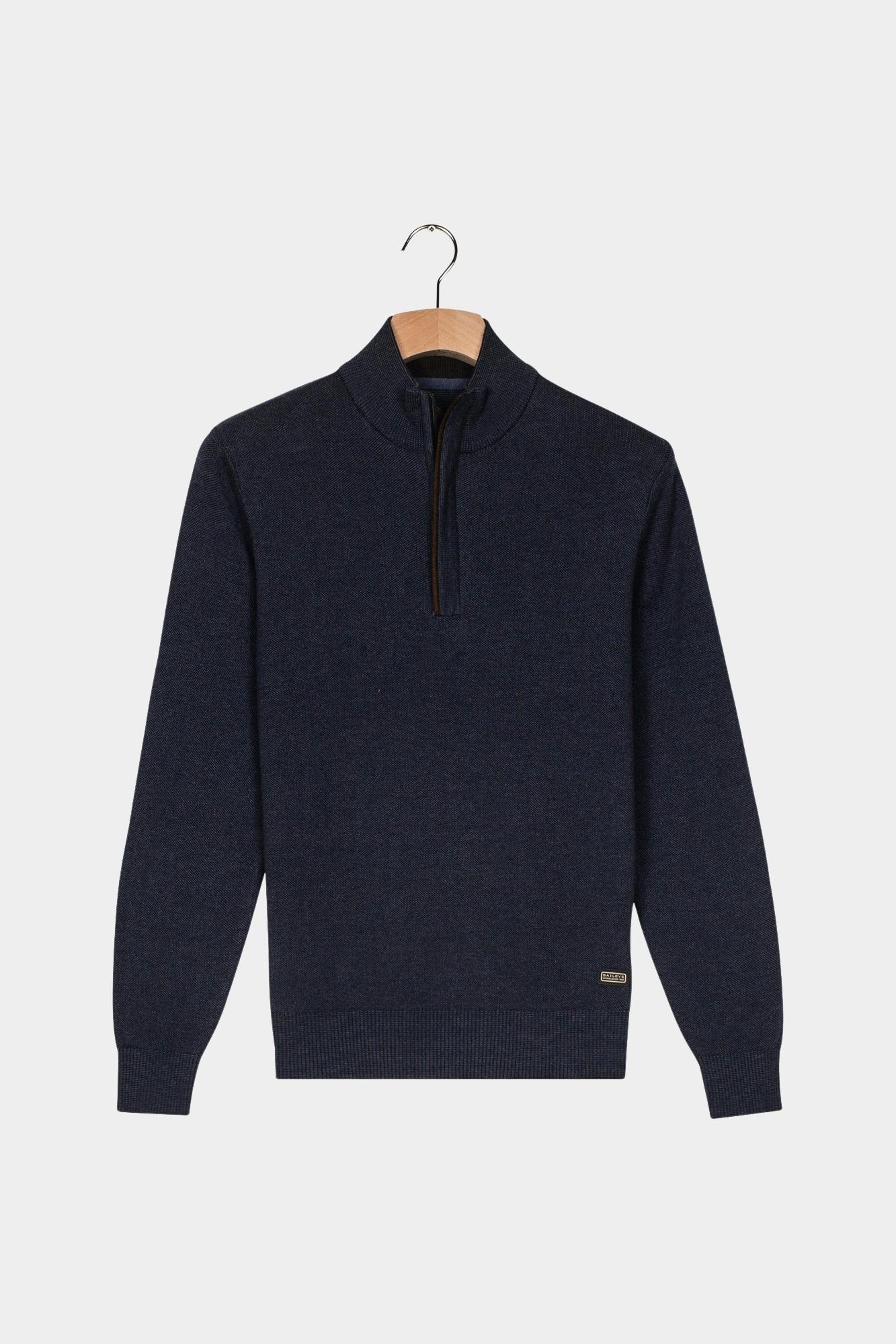 Baileys Half Zip Blauw Pullover 1/2 Zip  all-over 2- 528309/675