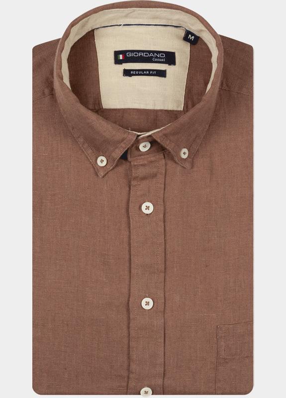 Giordano Overhemd heren Bruin Ivy Long Sleeve Button Down S 617009/80