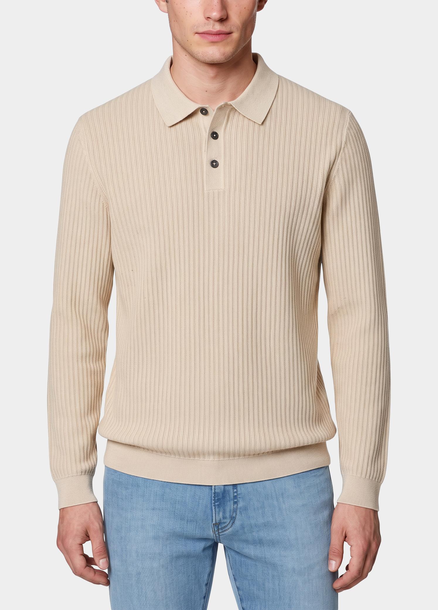 Venti Polo lange mouwen heren Wit Polo 1/1 gestrickt 226280000/016