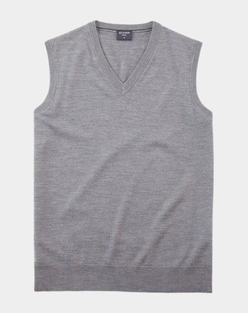 Olymp Spencer Grijs V-Pullunder Basic Merino 533667/63