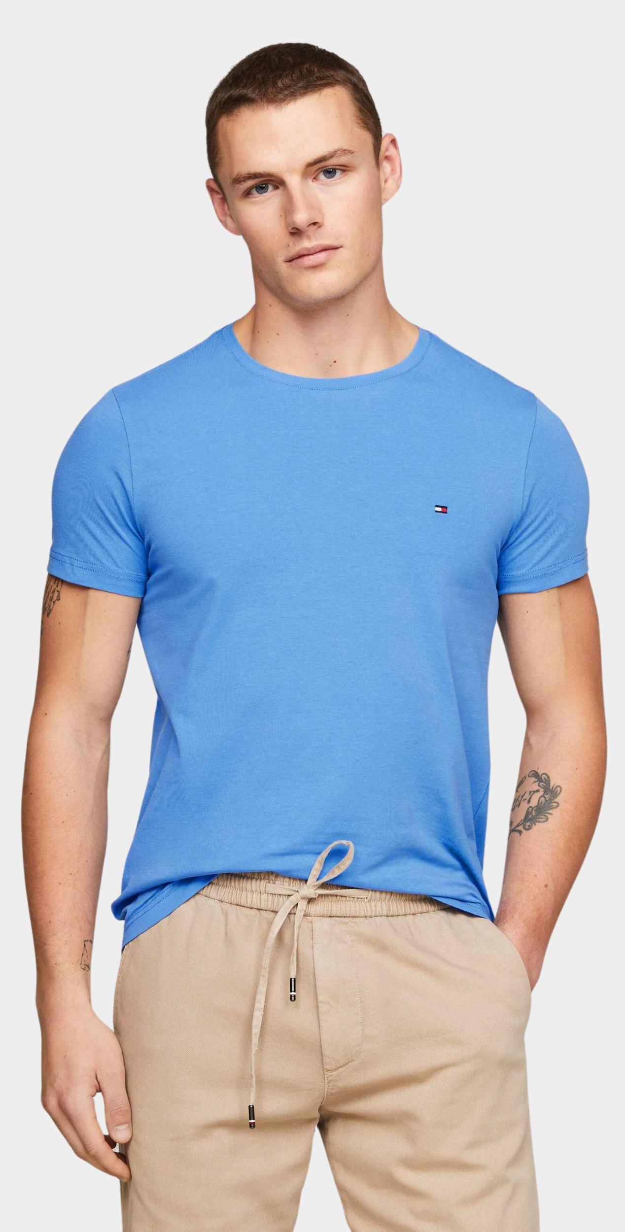 Tommy Hilfiger T-shirt korte mouw Blauw Stretch Slim Fit Tee MW0MW10800/C30