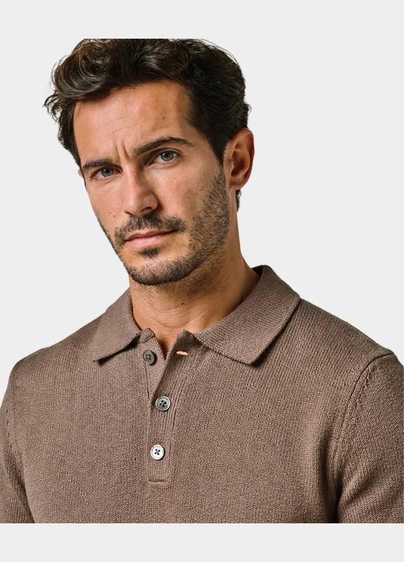 Profuomo Polo lange mouw Bruin  PPWJ10022/B