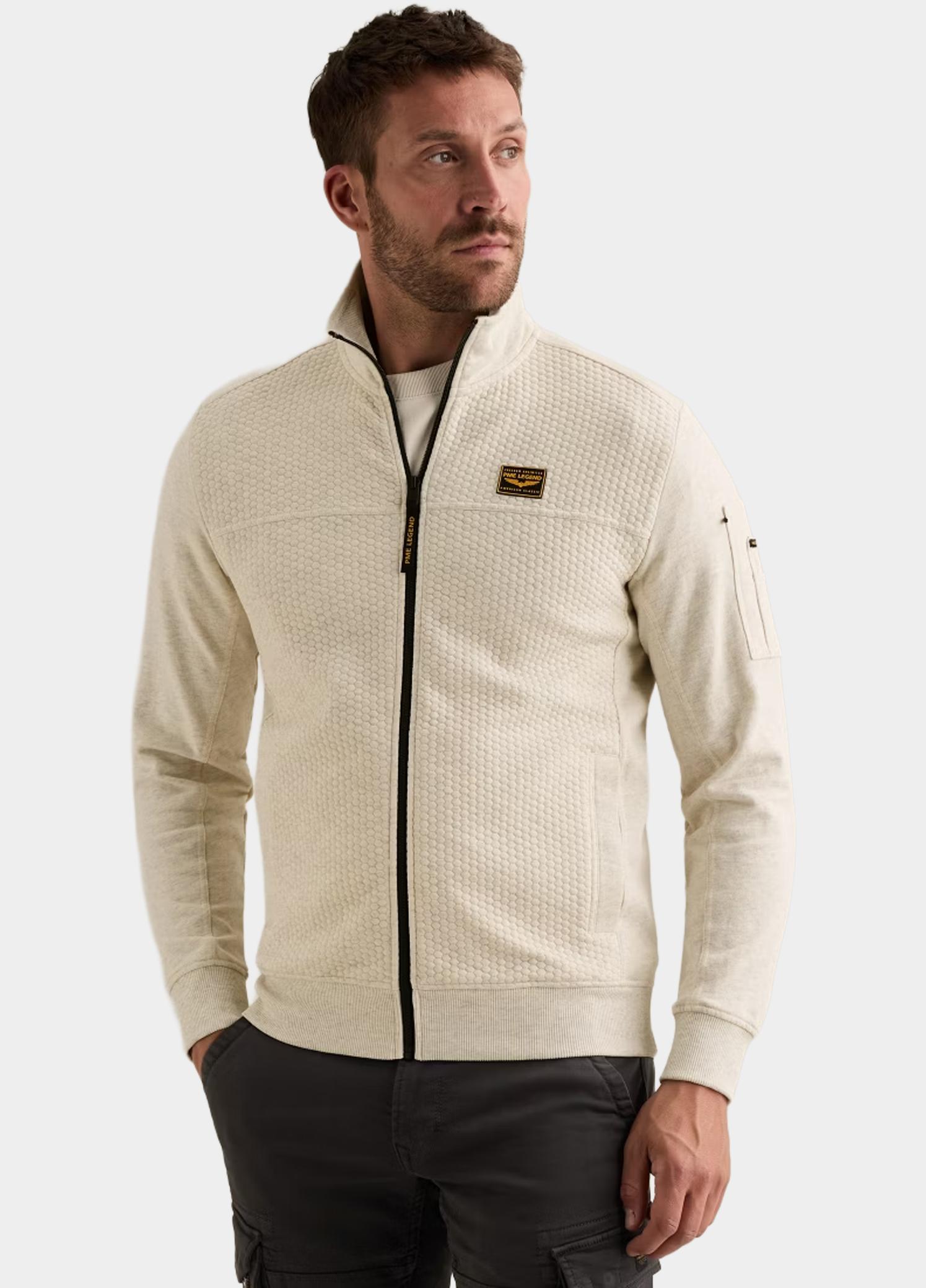 PME Legend Vest heren Beige Zip jacket jacquard interlock PSW2608436/910