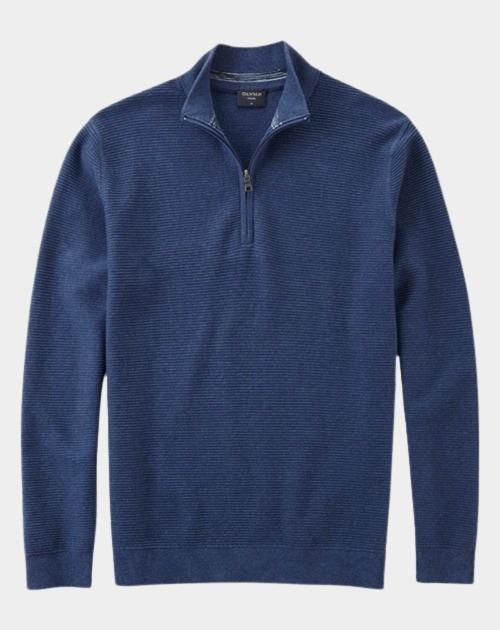 Olymp Half Zip Blauw Troyer Strick 530465/15