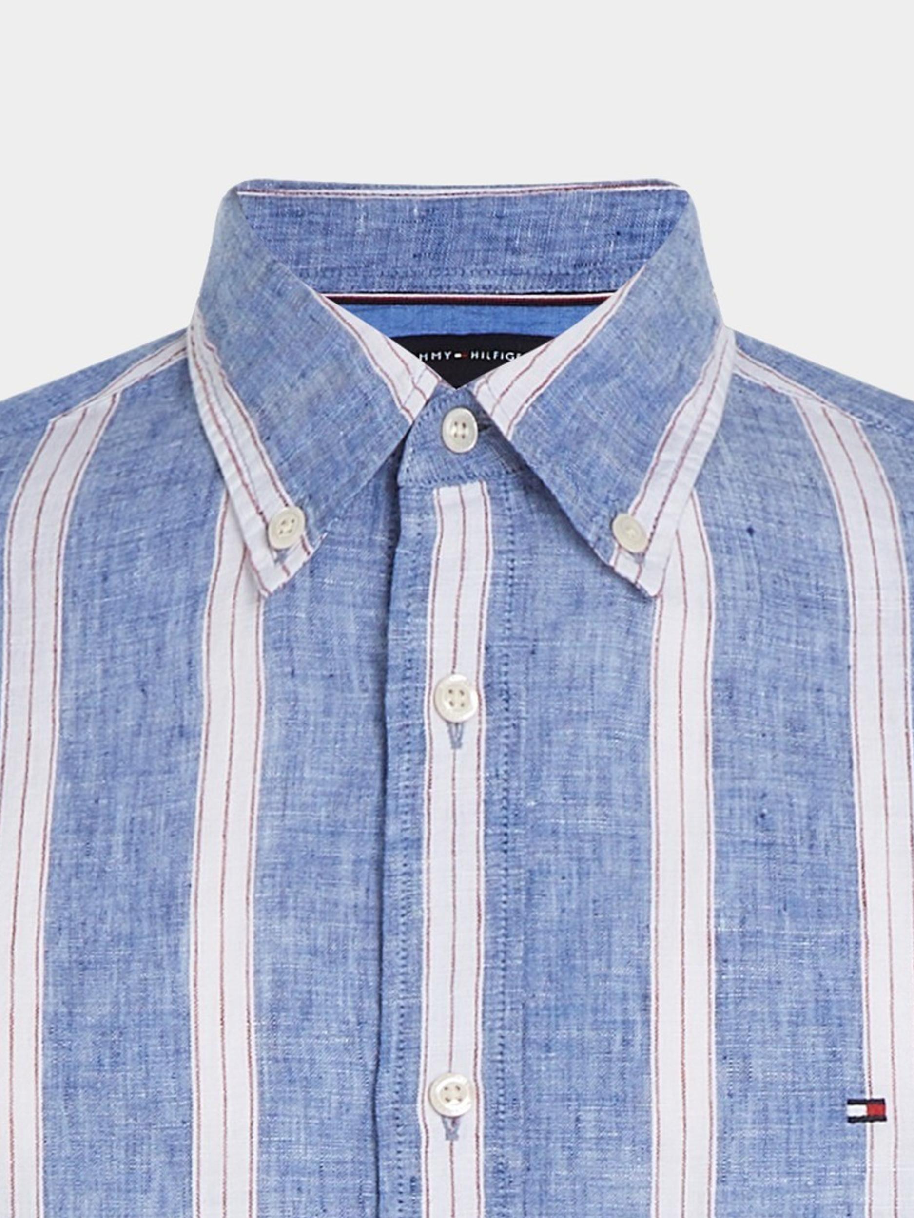 Tommy Hilfiger Casual hemd lange mouw Blauw Linen Triple Stripe Shirt MW0MW34612/0A5