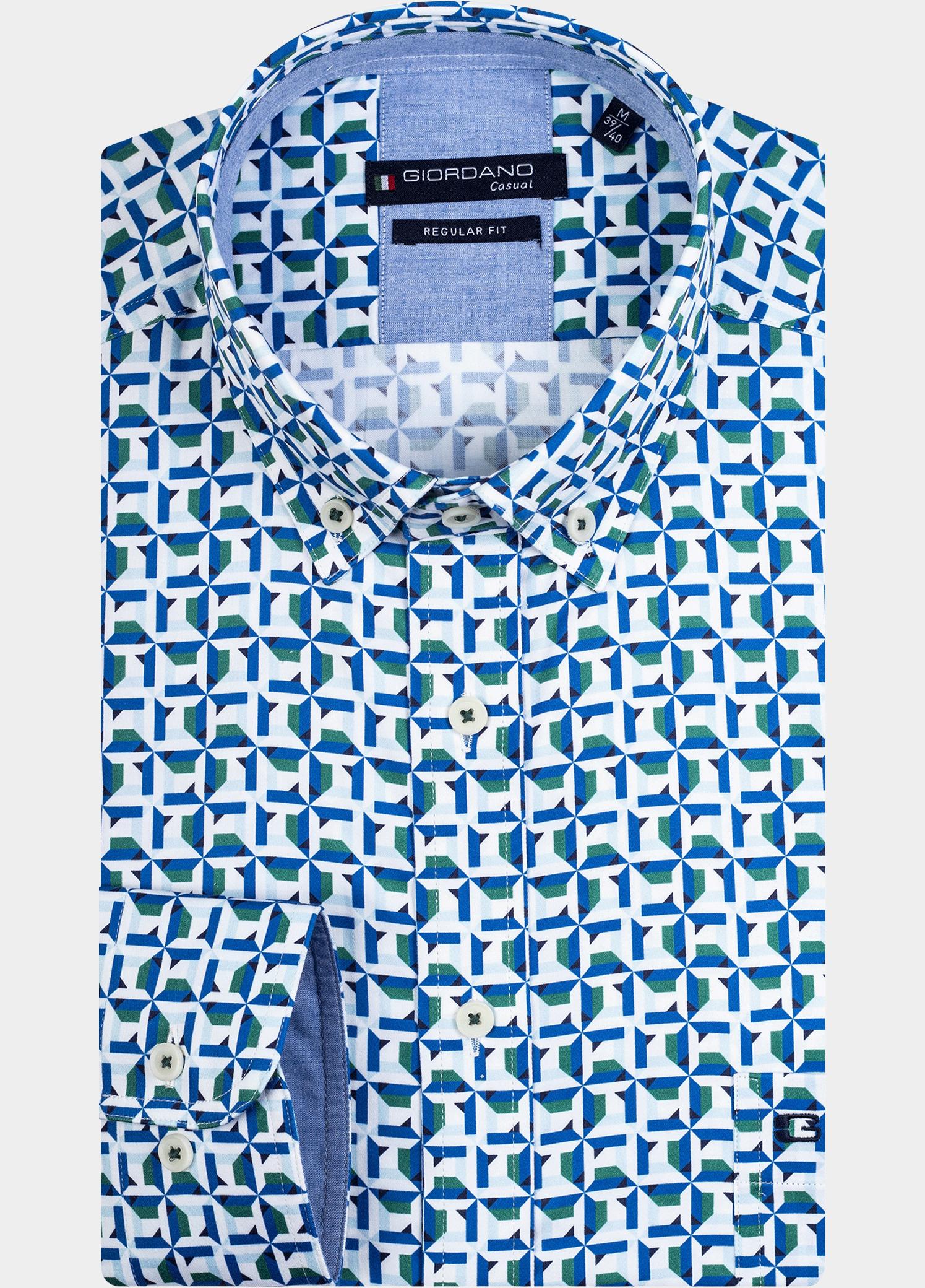 Giordano Overhemd heren Groen Ivy, LS Button Down Geometric 417032/70
