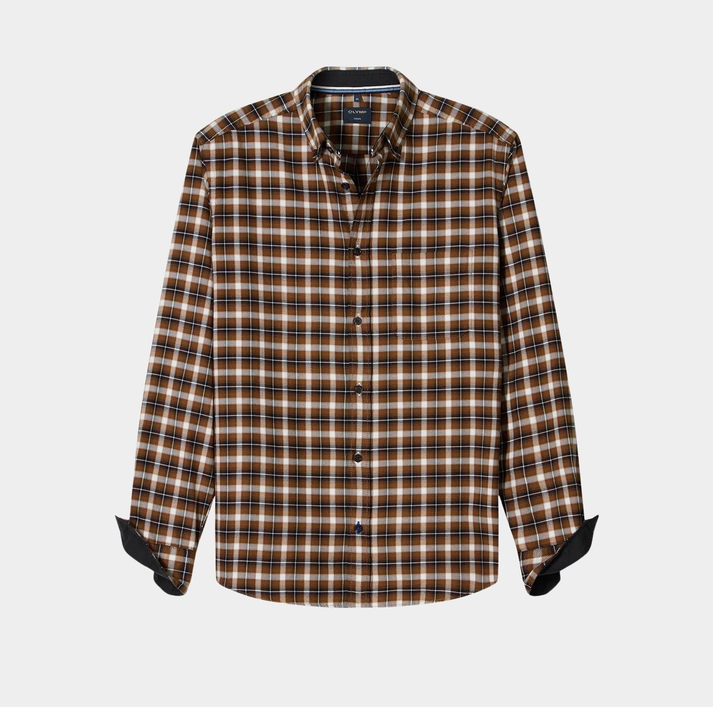 Olymp Casual hemd lange mouw Bruin  407484/27