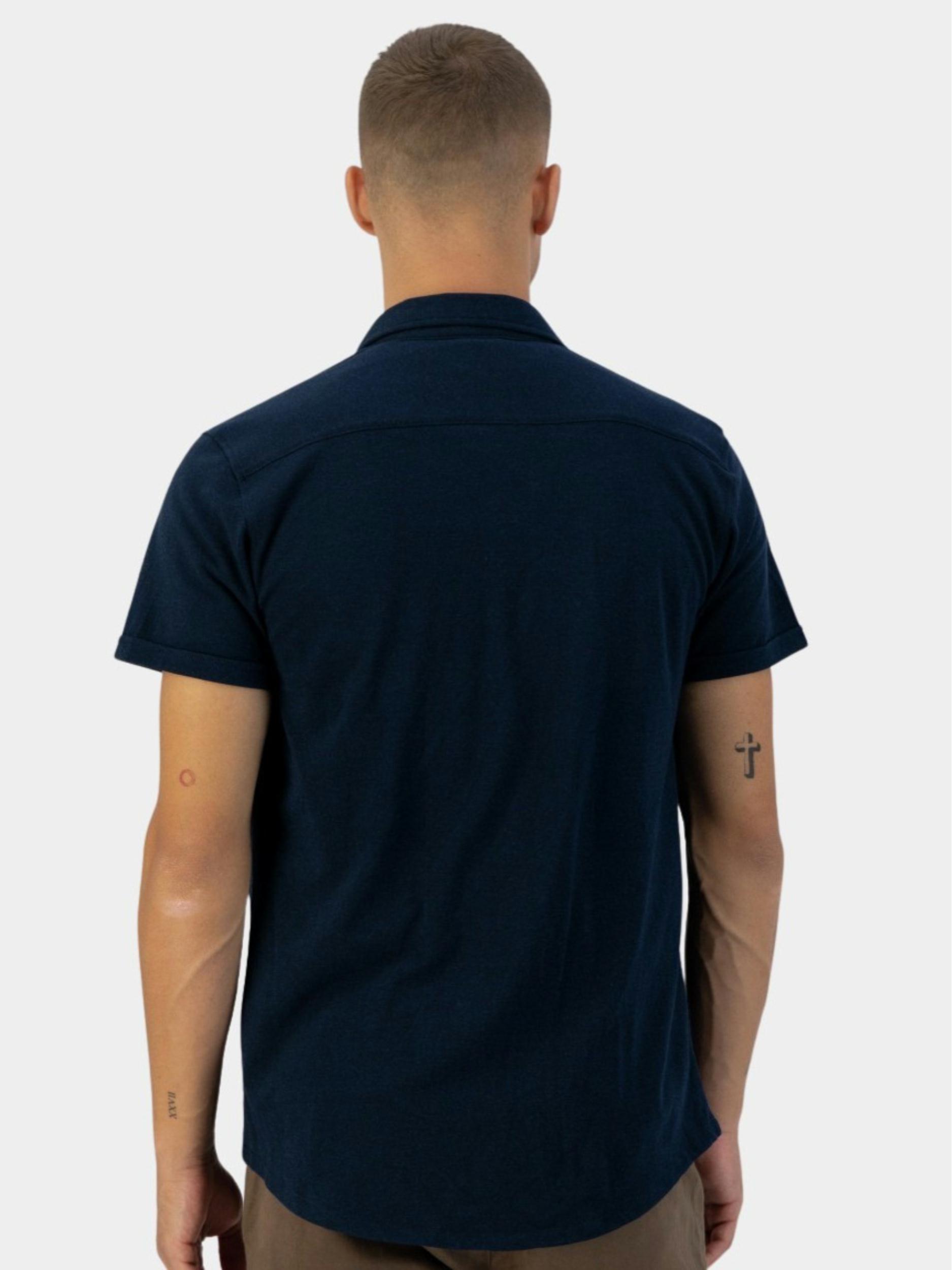 Dstrezzed Casual hemd korte mouw Blauw Shirt Melange Pique 311406/649