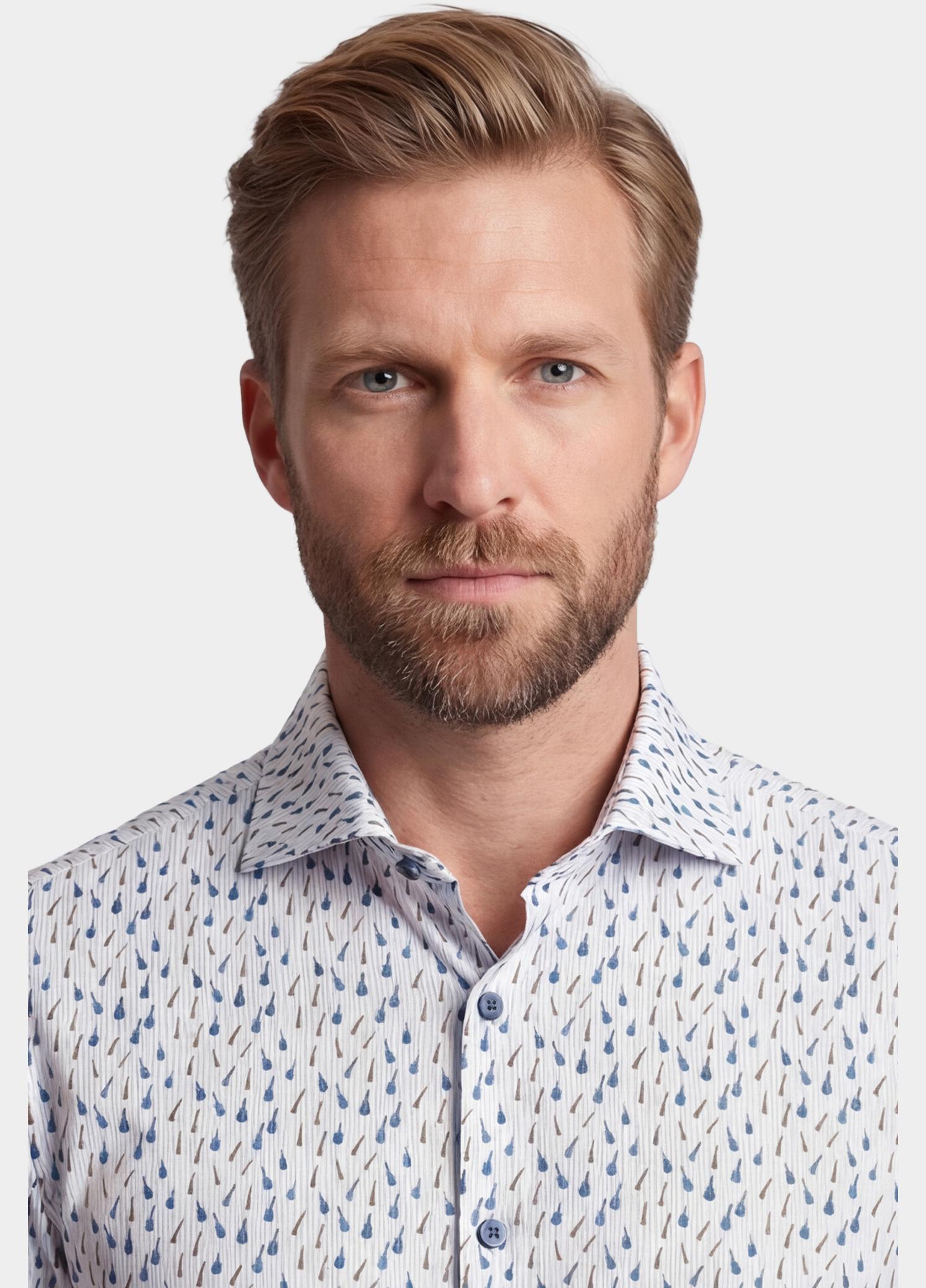Giordano Overhemd heren Blauw Locarno Long Sleeve Semi Cuta 617882/60