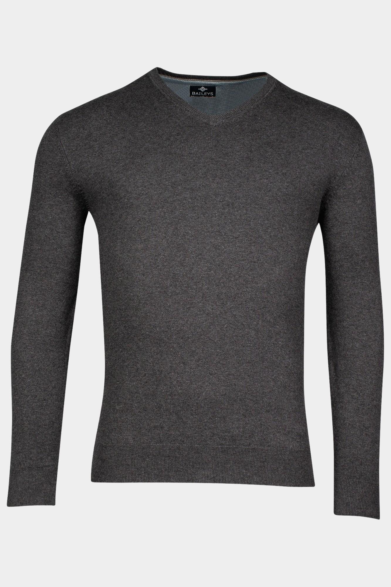 Baileys Pullover Grijs V-Hals Pullover  12gg single 328100/935