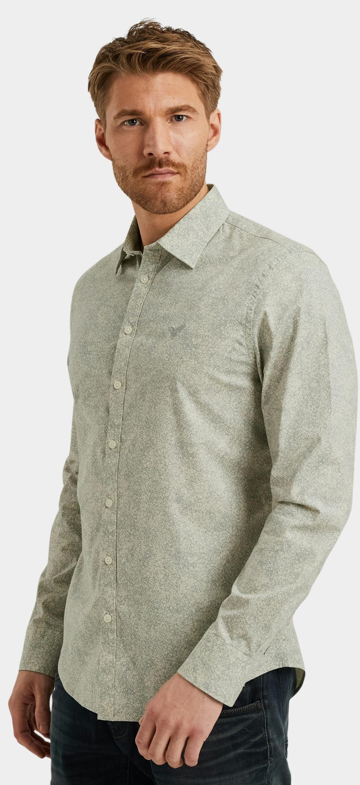 PME Legend Casual hemd lange mouw Groen LONG SLEEVE SHIRT Print on Ct PSI2508211/7011