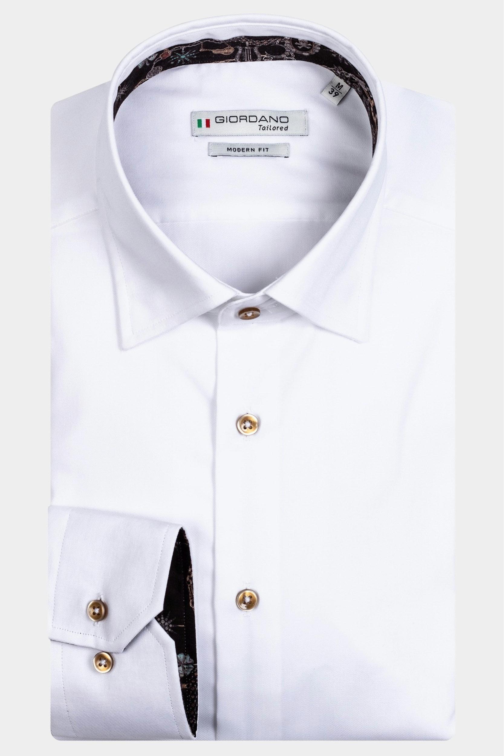 Giordano Casual hemd lange mouw Wit Brighton 227862/10