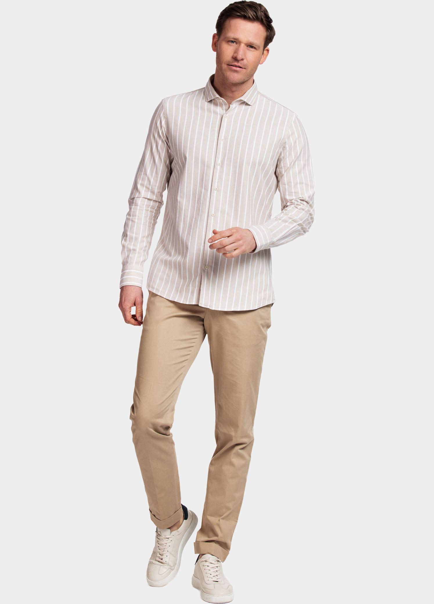 Giordano Overhemd heren Wit Row, LS Cutaway Color Stripe 417840/81