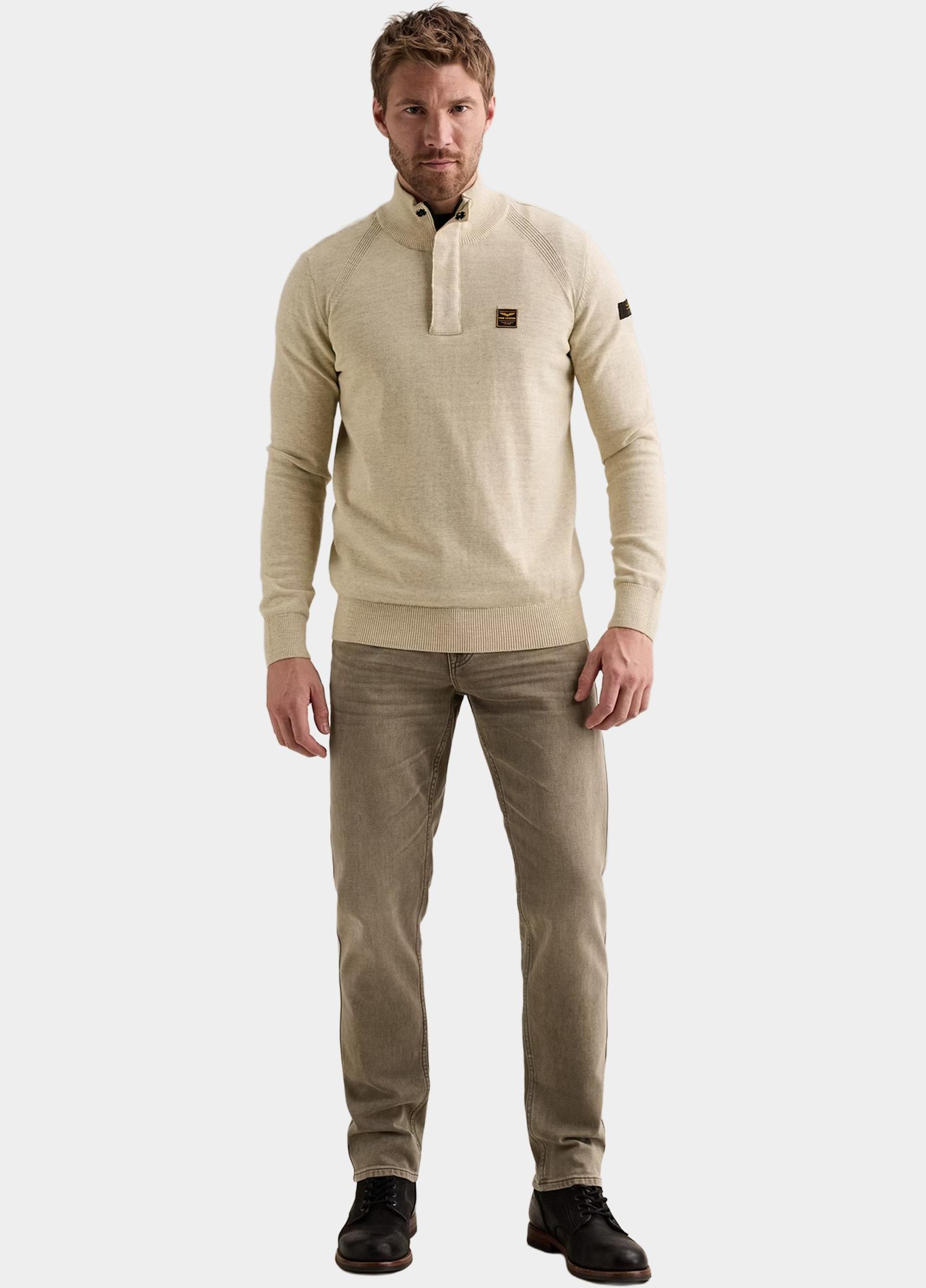 PME Legend Half Zip Beige Half zip collar cotton rib me PKW2609302/7013
