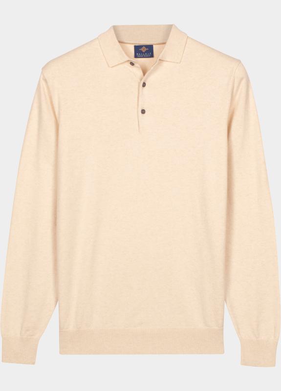Baileys Polo lange mouwen heren Beige Polo Pullover LS placket butt 618300/125