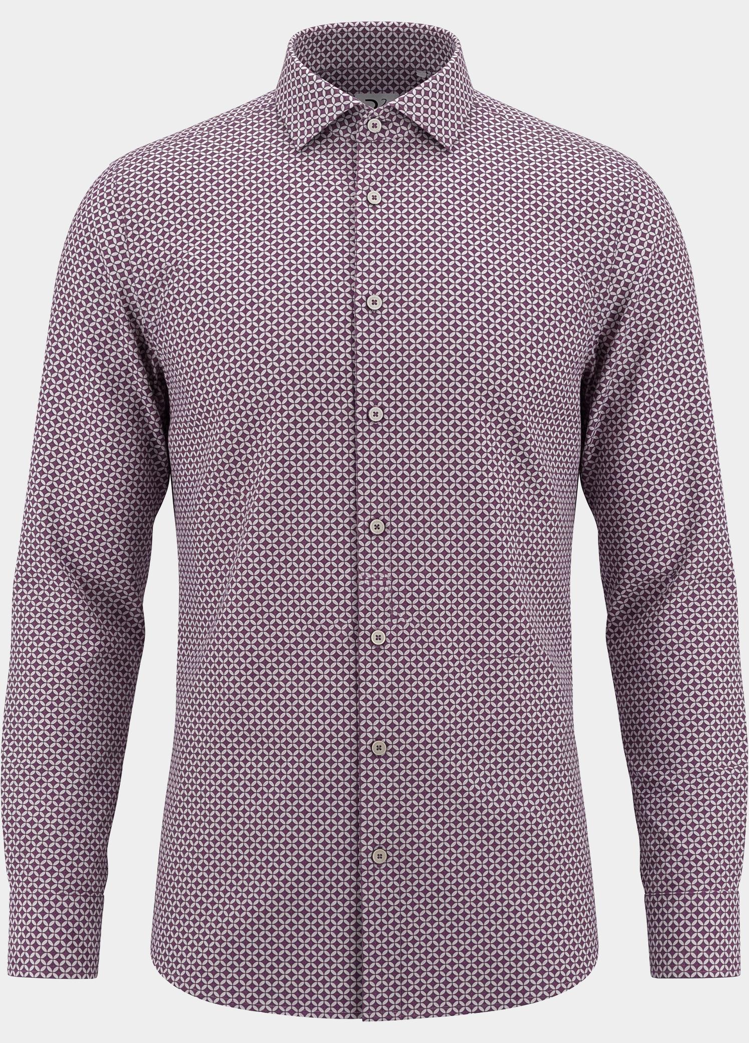 R2 Amsterdam Overhemd heren Paars Printed single technical knit 134.WSP.008/084