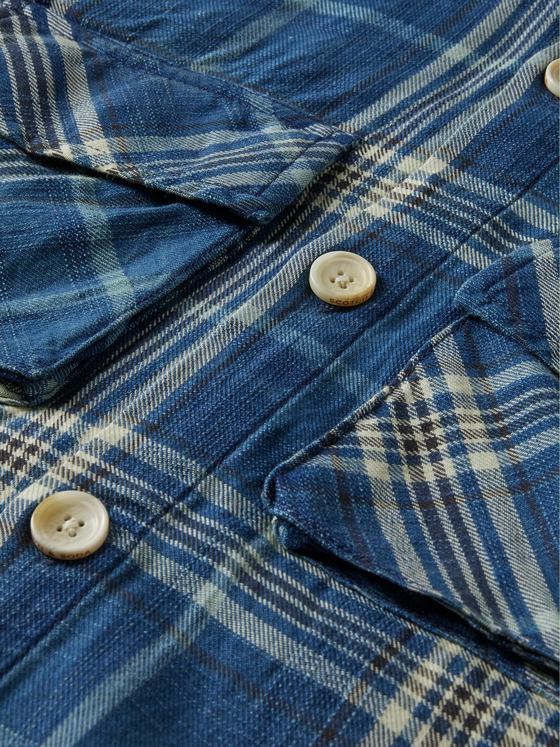 Scotch & Soda Zomerjack Blauw Indigo checked overshirt 167251/0217