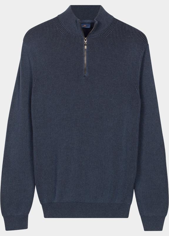 Baileys Half Zip Blauw Pullover 1/2 zip  Plated Rib 528419/675