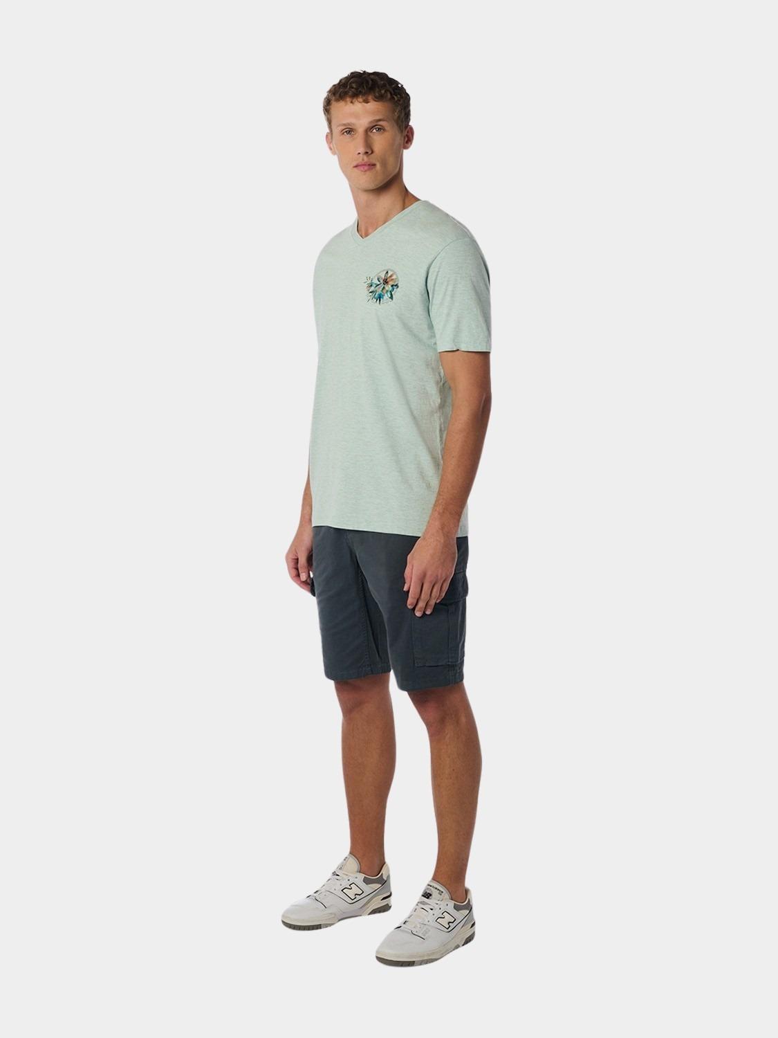 No Excess T-shirt korte mouw Groen T-Shirt V-Neck Melange Garmen 23350338/058
