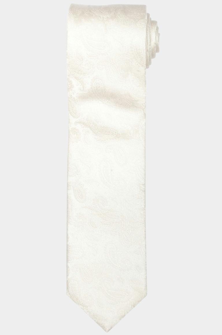 Profuomo Stropdas Beige Stropdas creme zijde PP2AA0007/A