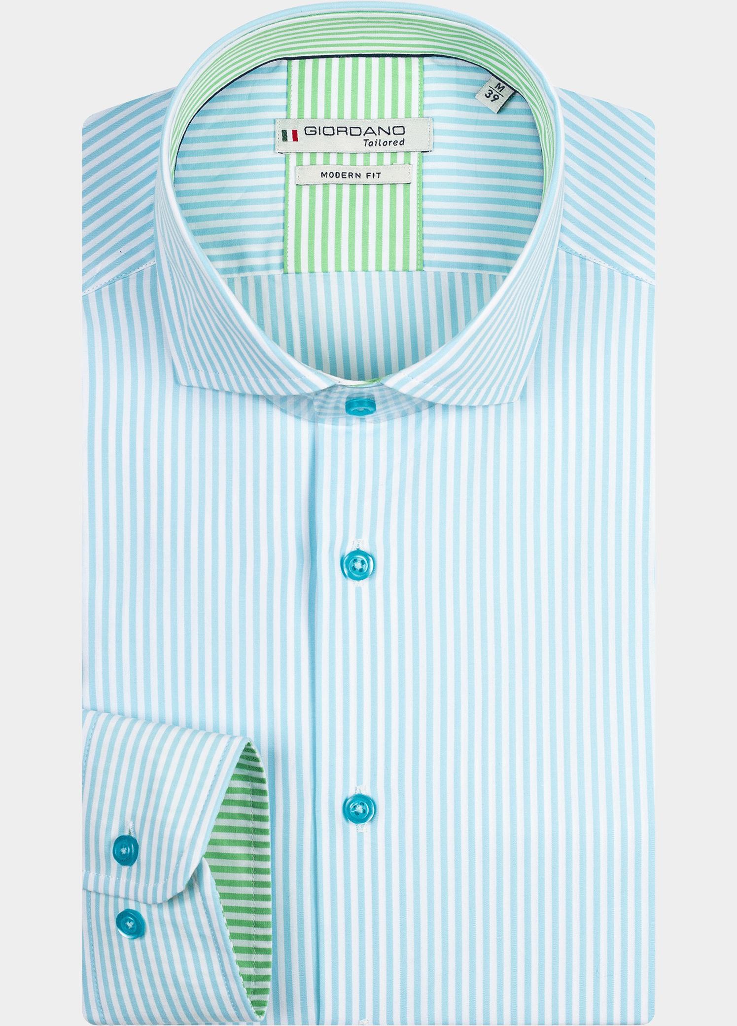 Giordano Overhemd heren Blauw Row, LS Cutaway Fresh Stripes 417872/65
