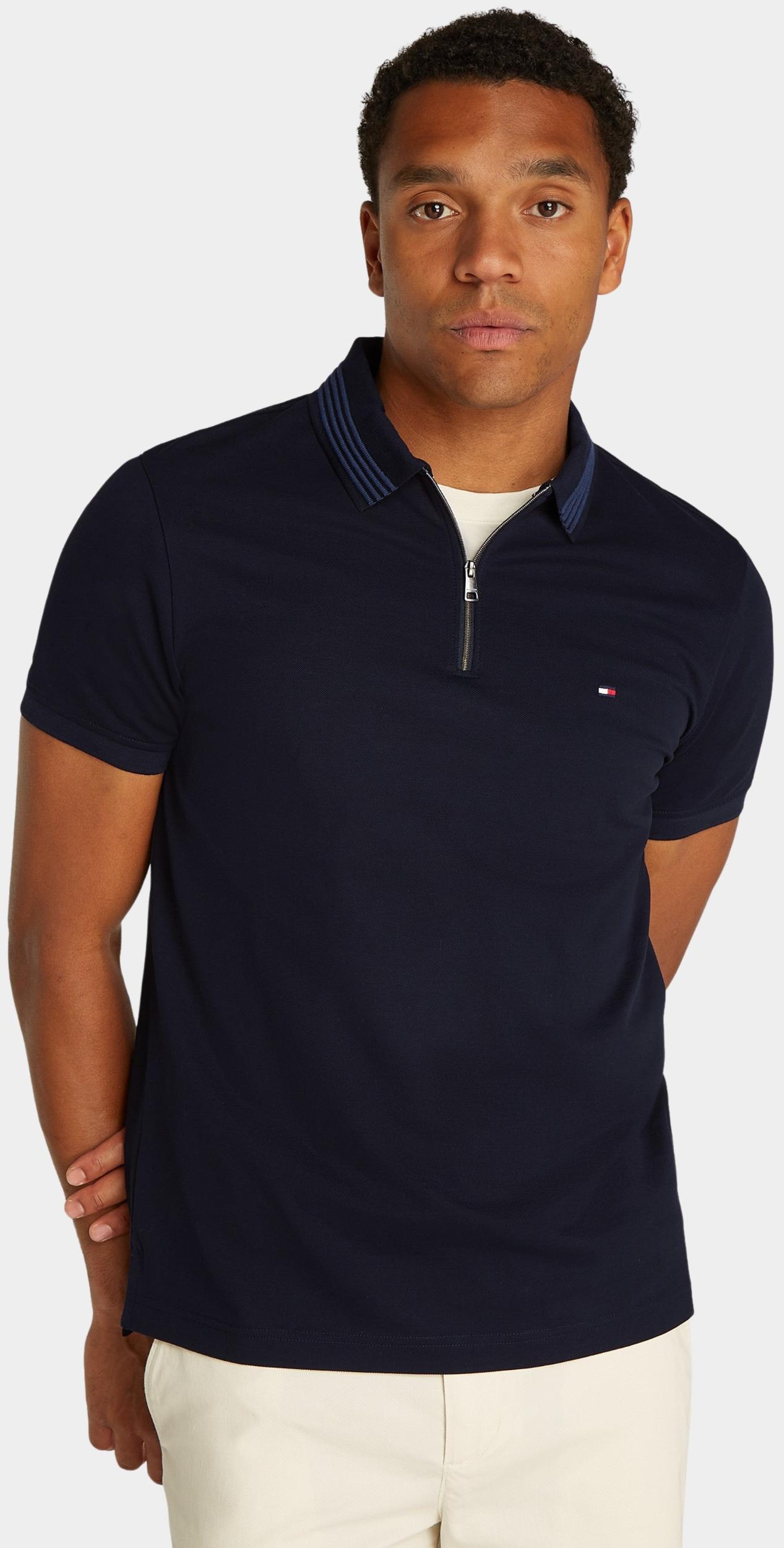Tommy Hilfiger Polo korte mouw Blauw Mercerised Pique Zip Reg Polo MW0MW38473/DW5