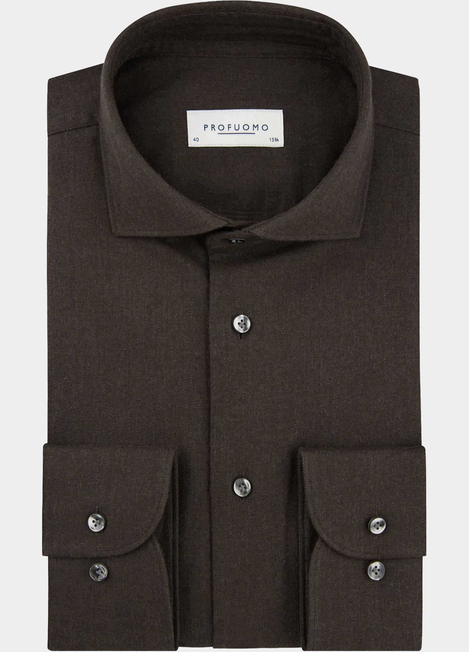 Profuomo Zakelijk overhemd heren Bruin  PPXH30009/F