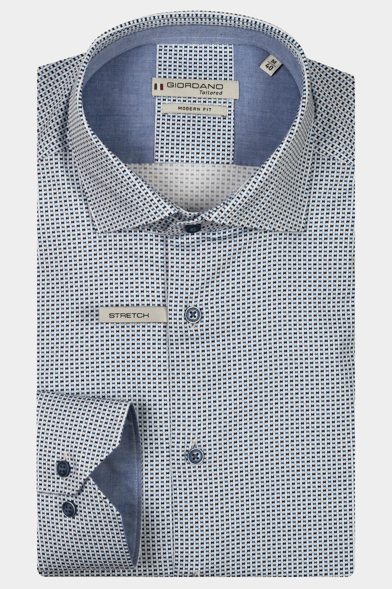 Giordano Casual hemd lange mouw Blauw Maggiore long sleeve semi cut 517825/60