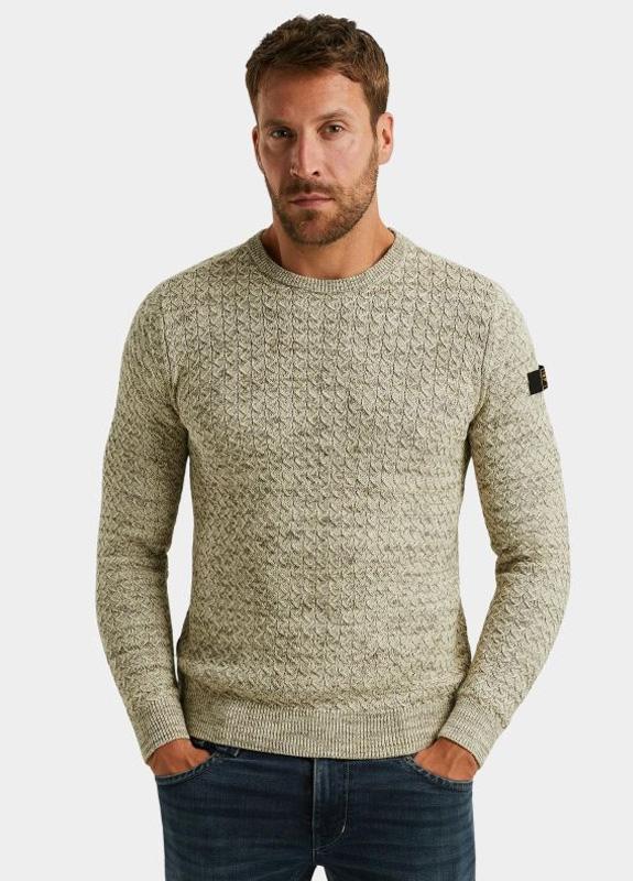 PME Legend Pullover Beige R-neck mouline structure PKW2510304/7013