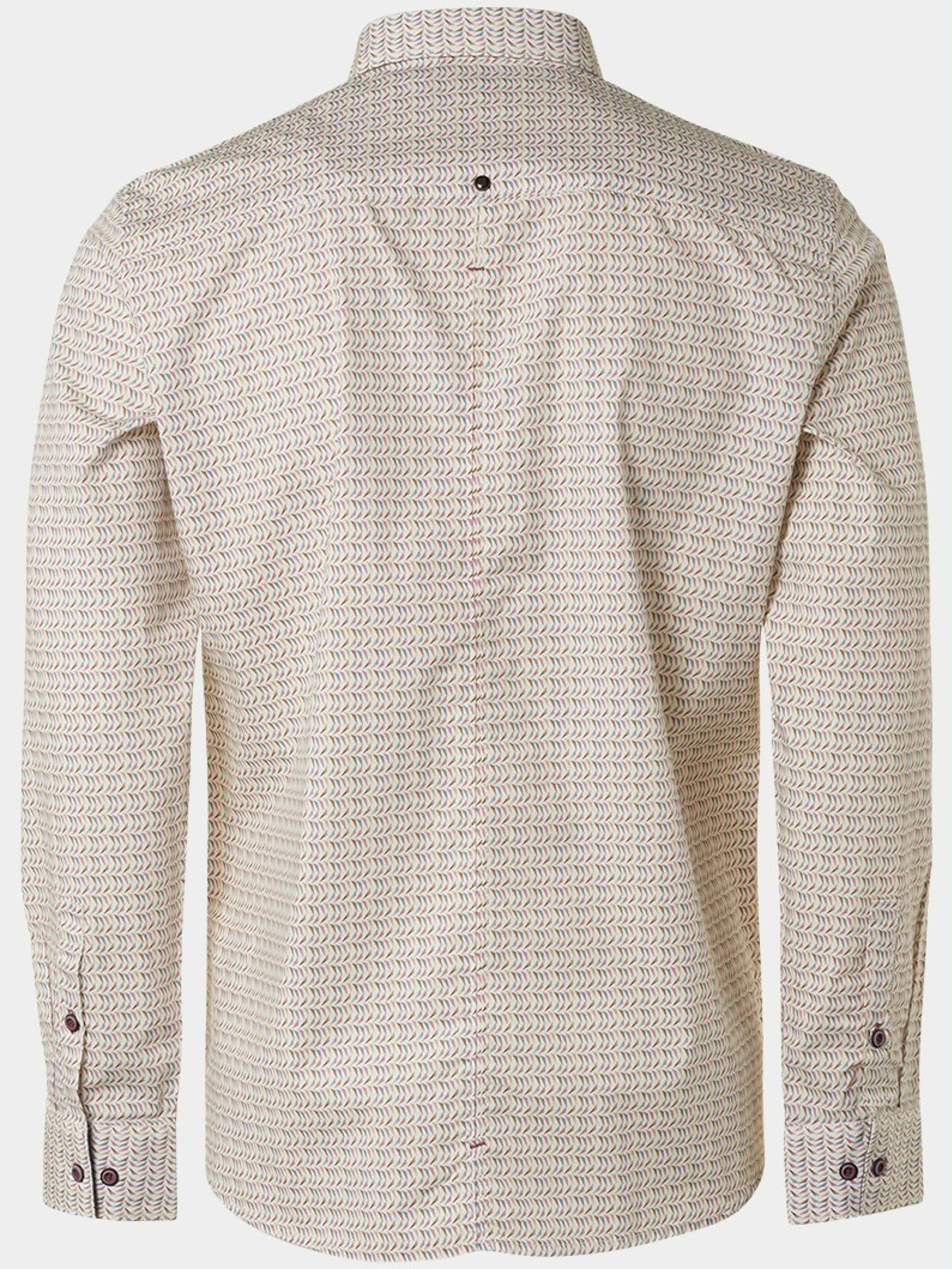 No Excess Casual hemd lange mouw Oranje Shirt Allover Printed Stretch 19450233/146