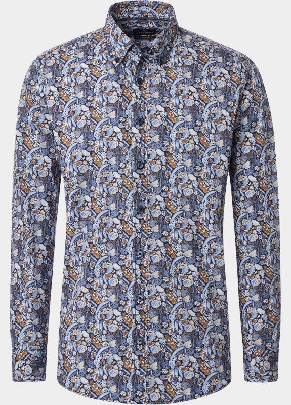 Casamoda Casual hemd lange mouw Blauw B.D. Casual Fit 126130070/100