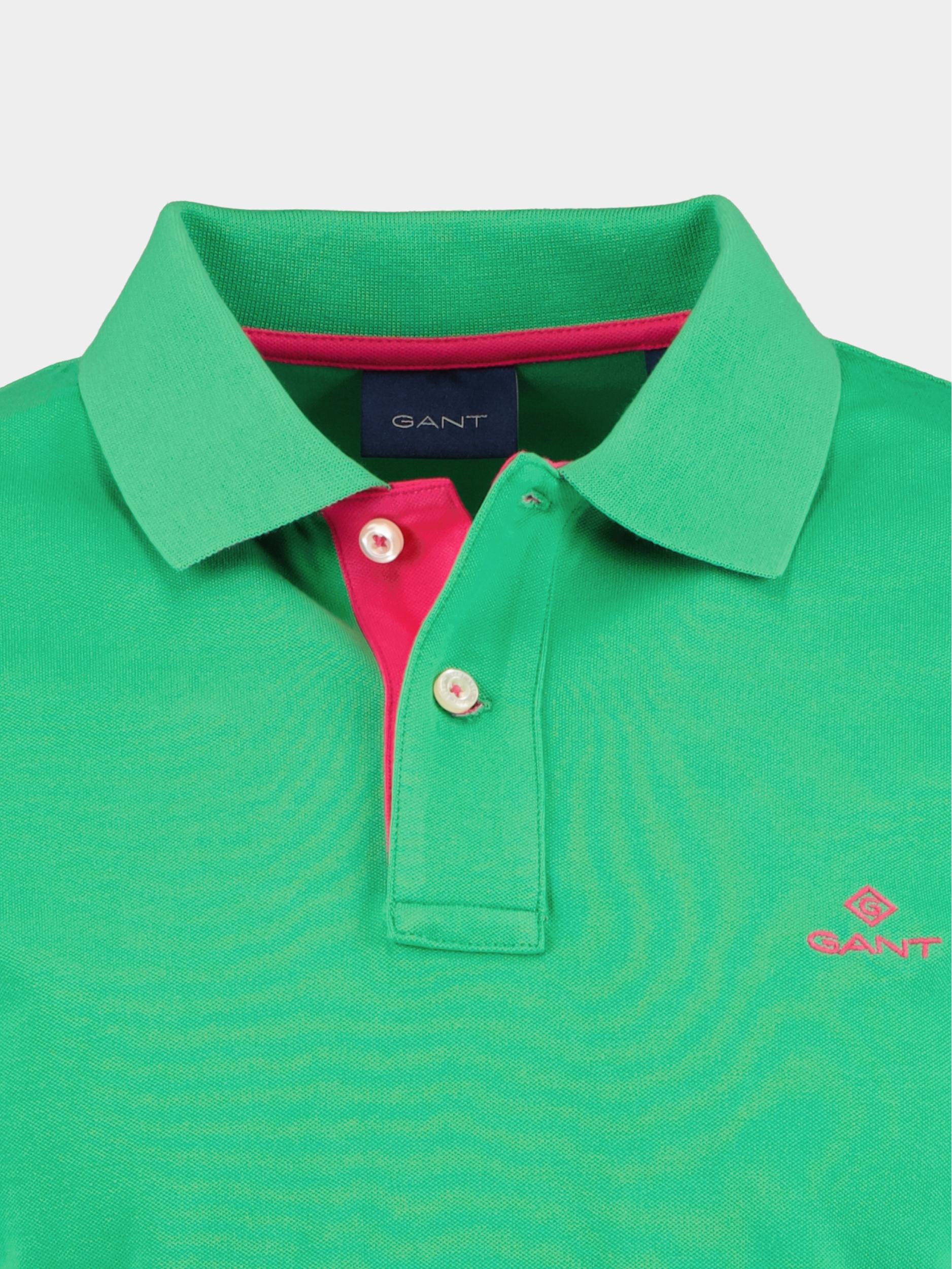 Gant Polo korte mouw Groen Contrast Collar Pique SS Rugge 2052003/337