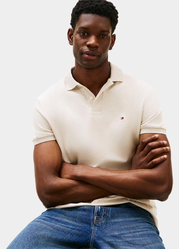 Tommy Hilfiger Polo korte mouw Beige LIQUID COTTON REG SEASONAL PO MW0MW39994/HGF