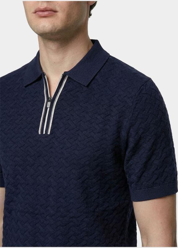 R2 Amsterdam Polo korte mouw Blauw Zipper Polo Short Sleeve Cott 132.POLO.018/010