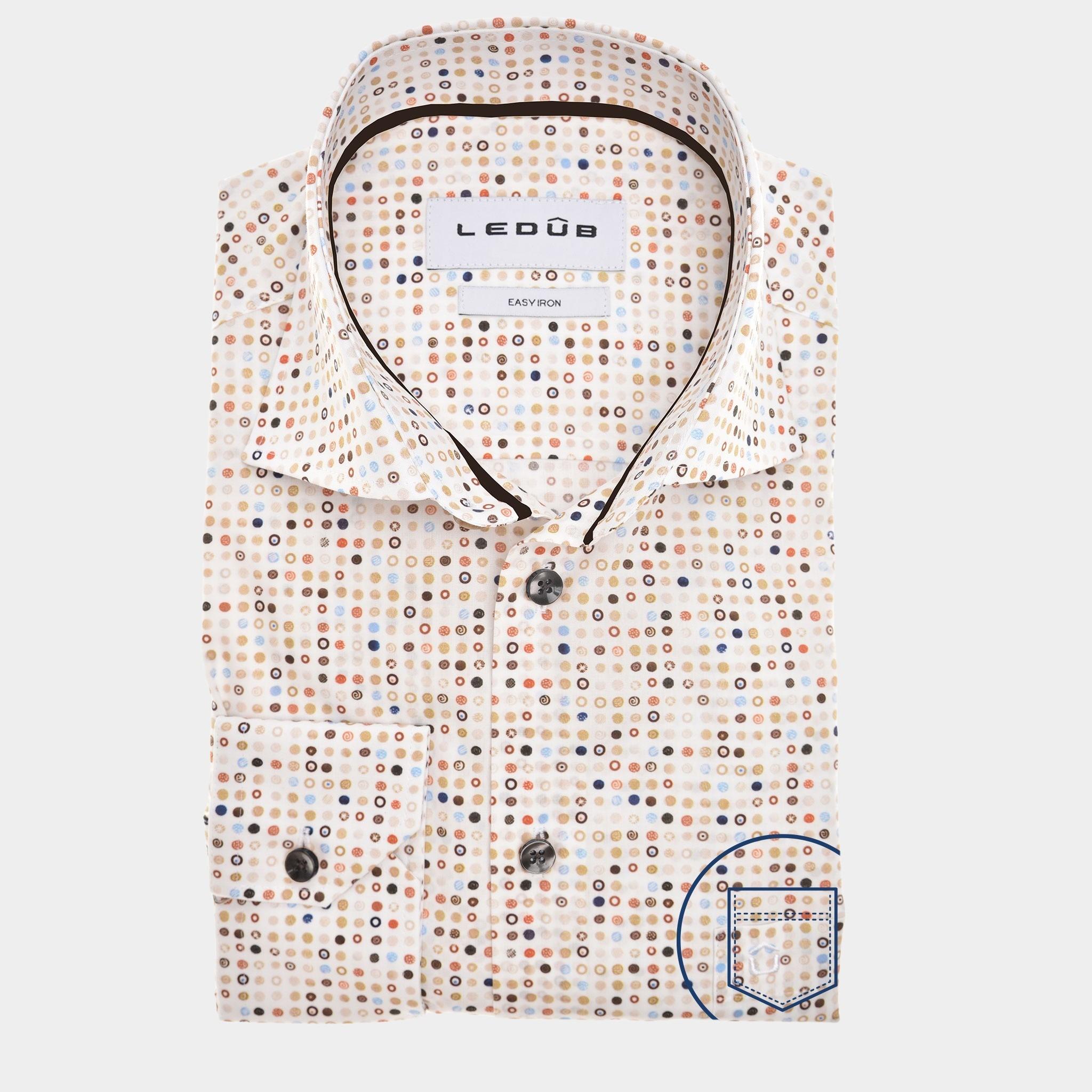 Ledub Business hemd lange mouw Bruin  0142905/630-620-000