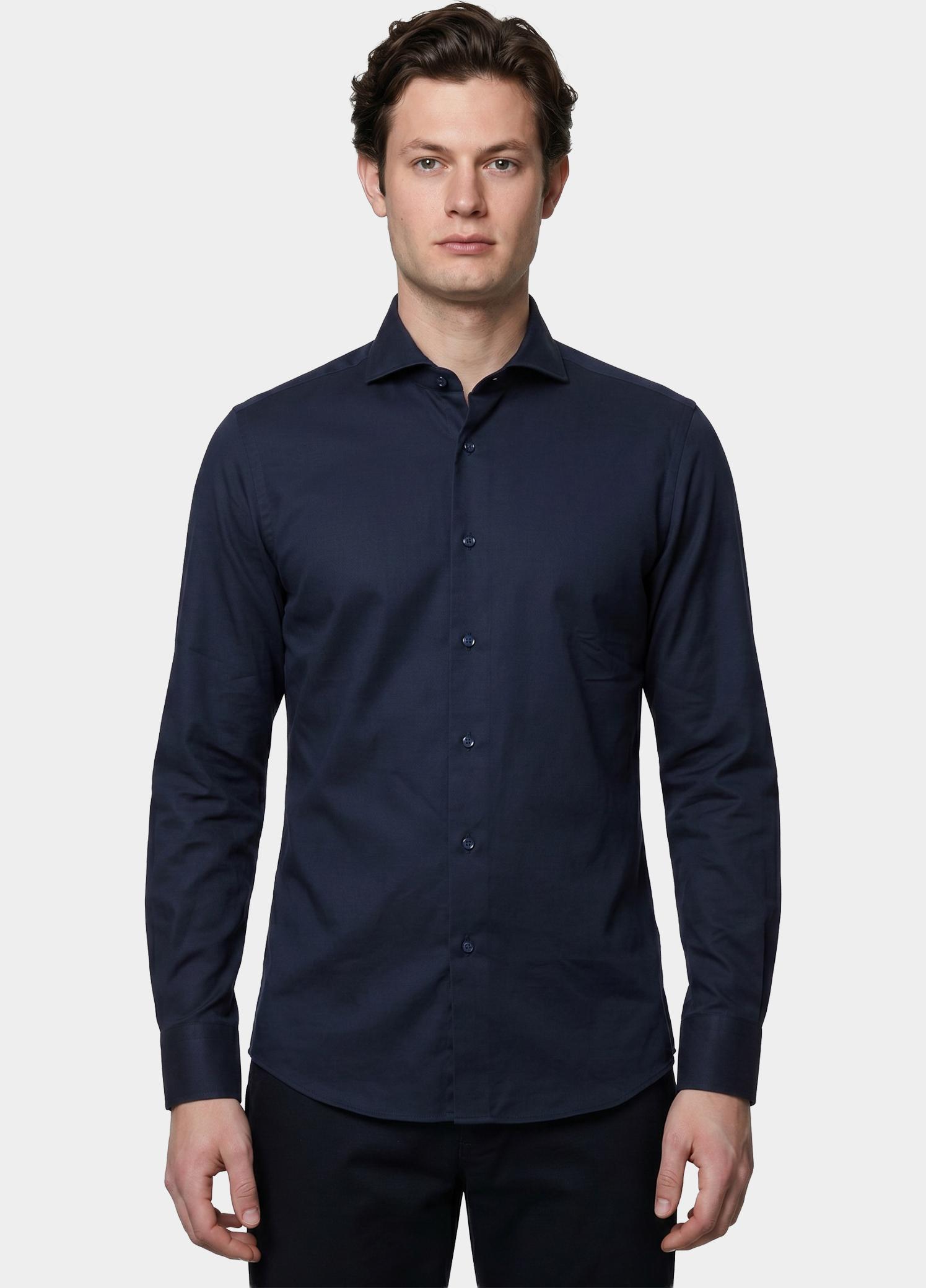 Profuomo Zakelijk overhemd heren Blauw Japanese Knitted Hux PP2H00008/C
