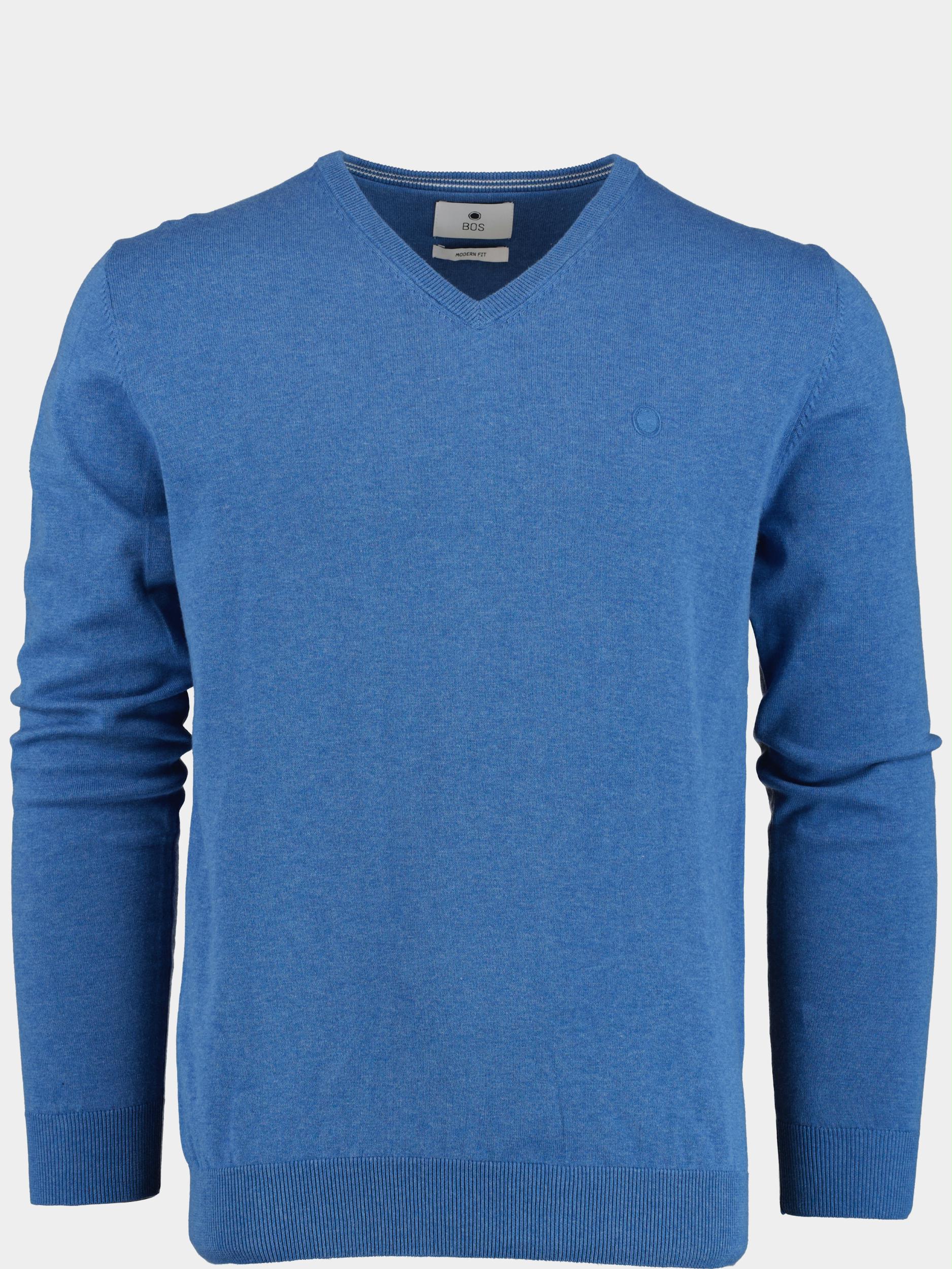 Bos Bright Blue Pullover Blauw Vince V-neck Pullover Flatkni 23105VI01BO/268 jeans blue