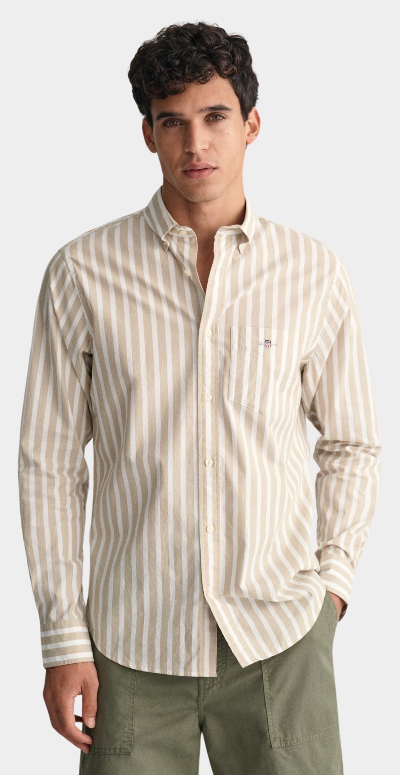 Gant Casual hemd lange mouw Beige Regular Fit Poplin 3240039/253