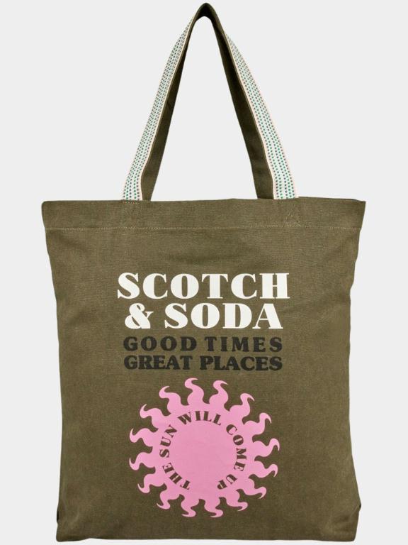 Scotch & Soda Tas Groen Canvas artwork shopper 166762/0115