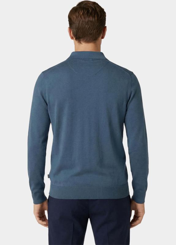 BOSS Black Polo lange mouw Blauw Gemello-P 10255177 01 50506025/468