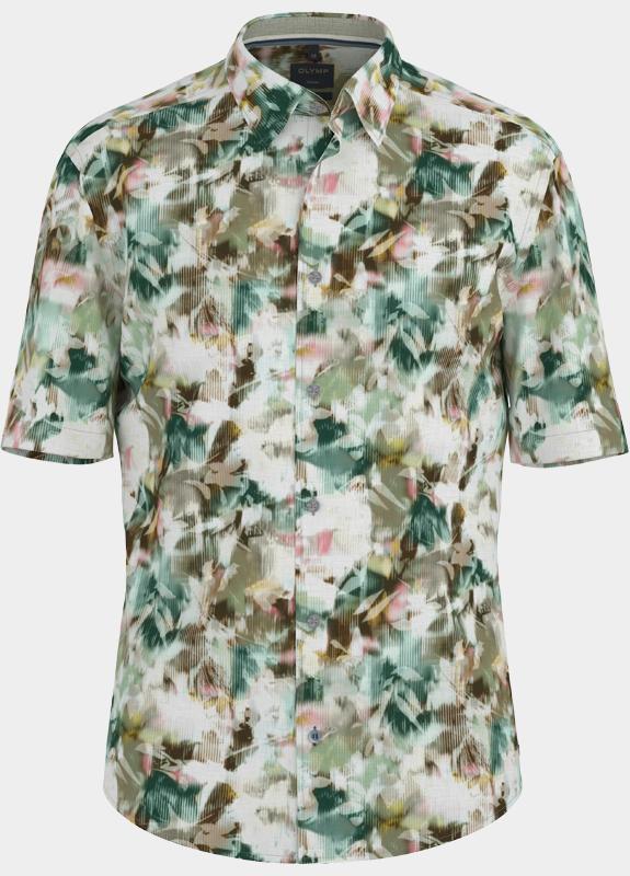 Olymp overhemd korte mouw heren Groen Casual 404612/47