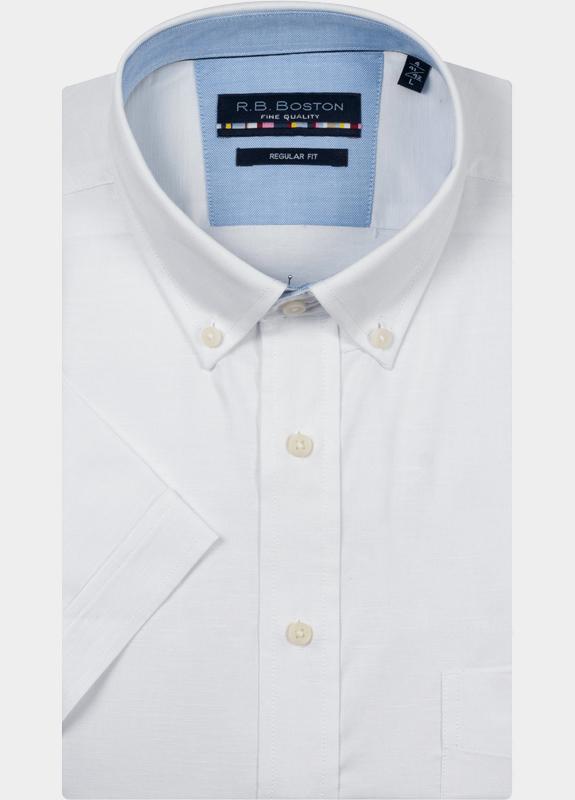 R.B. Boston overhemd korte mouw heren Wit Marshall SS Button Down 616670/10