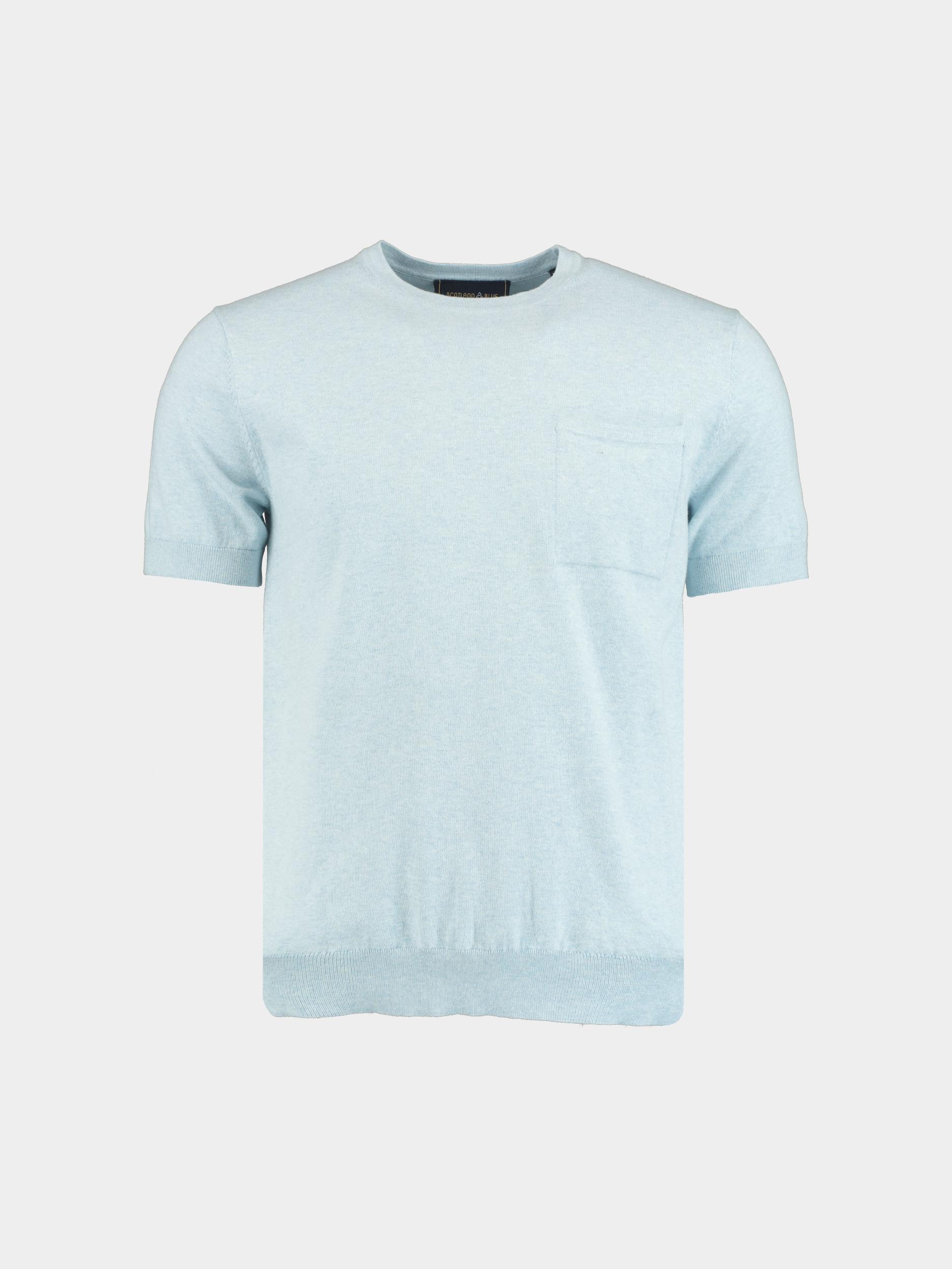 Scotland Blue T-shirt korte mouw Blauw Yvan Knitted T-shirt Melange 25108YV58SB/210 light blue