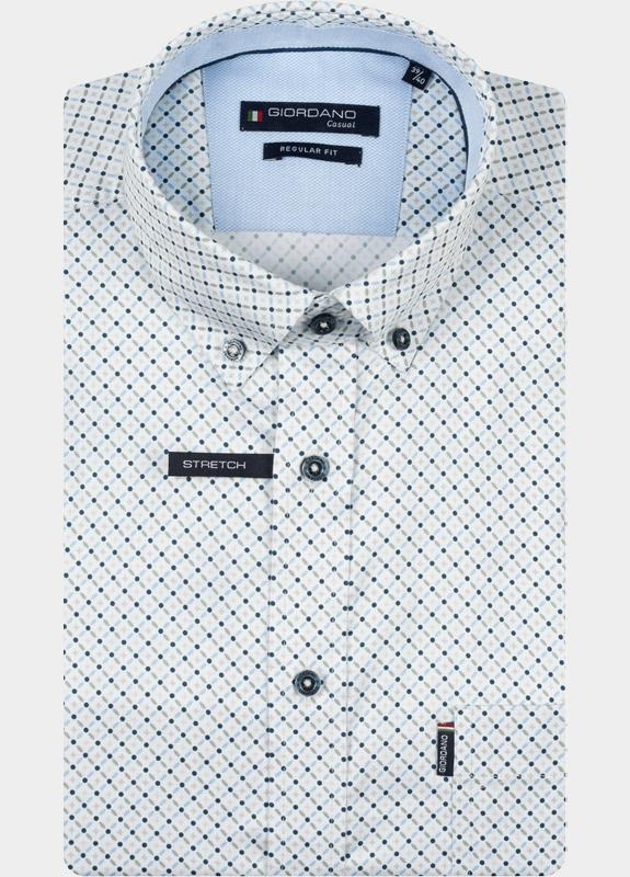 Giordano overhemd korte mouw heren Groen League Short Sleeve Button Do 616017/70