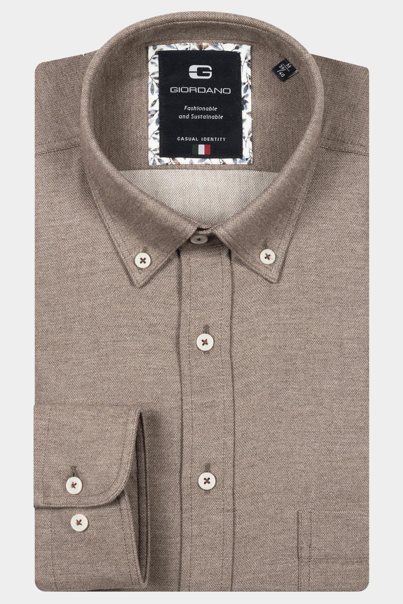 Giordano Casual hemd lange mouw Bruin Brando long sleeve button dow 527010/80