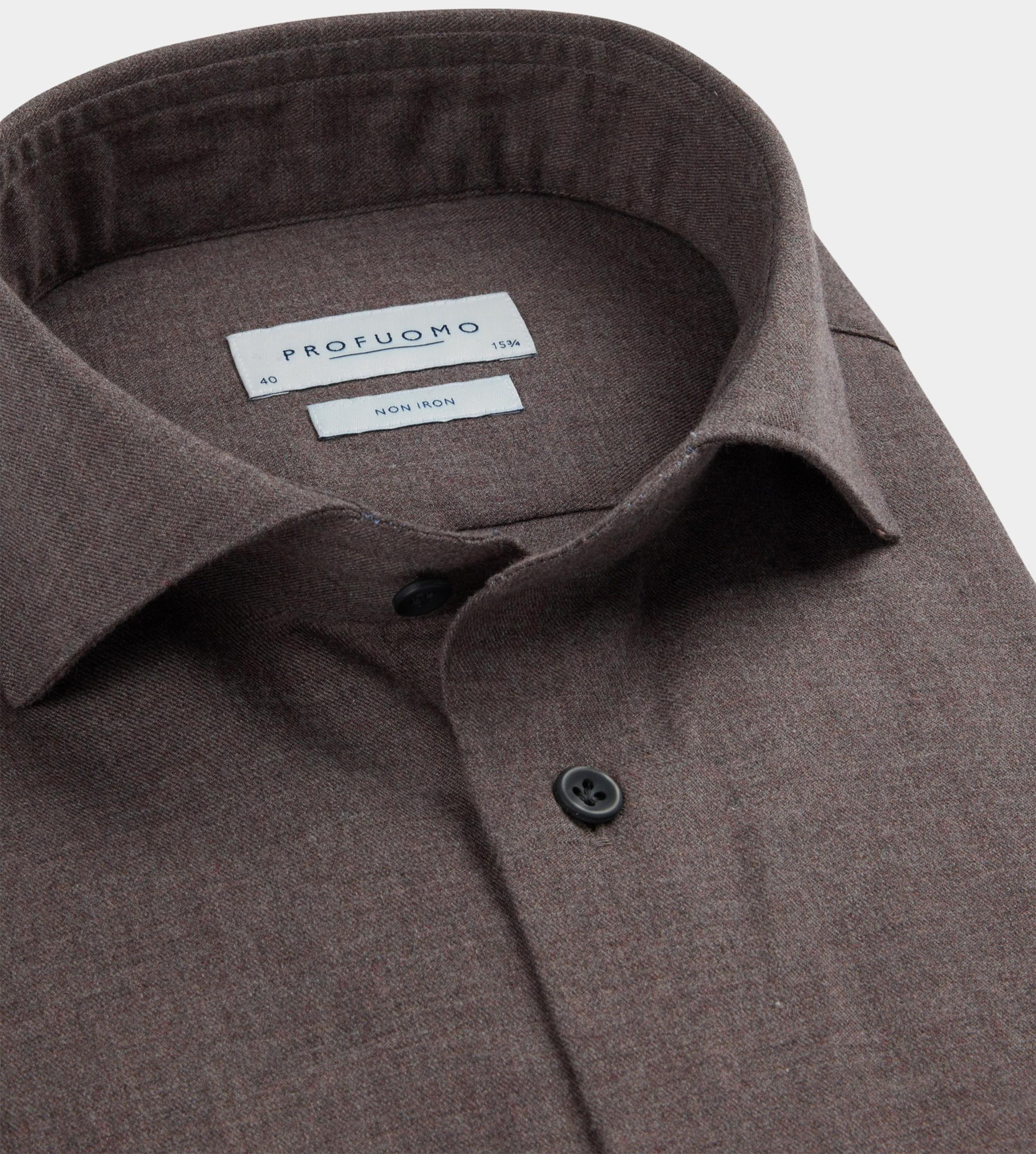 Profuomo Business hemd lange mouw Bruin  PPWH30005E/H